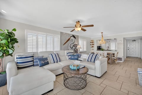 Spacious open-concept living area w/ coastal charm & relaxing ocean atmosphere.