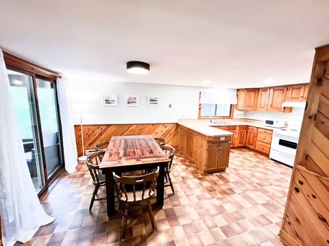 Dining space and kitchen