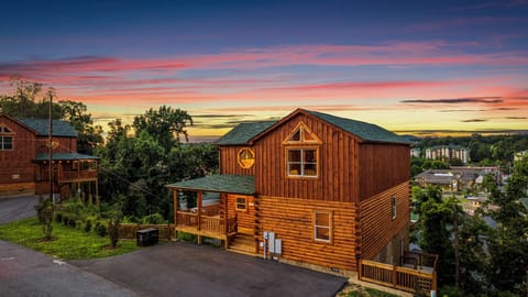 The quiet magic of Pigeon Forge nights from the comfort of our glowing cabin.