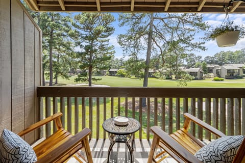 Relax on the private balcony overlooking the 1st fairway of Pinehurst No. 5.