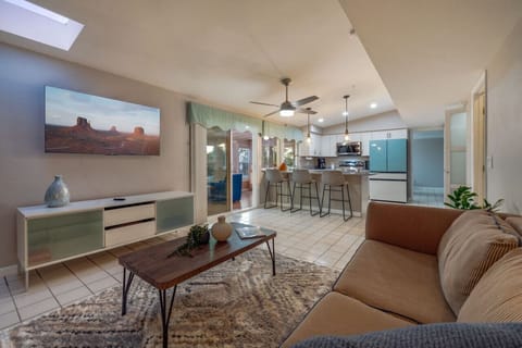 Living room with comfortable seating and smart TV