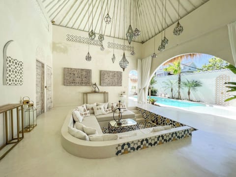 Design Villa, Patio, Pool View | Living area