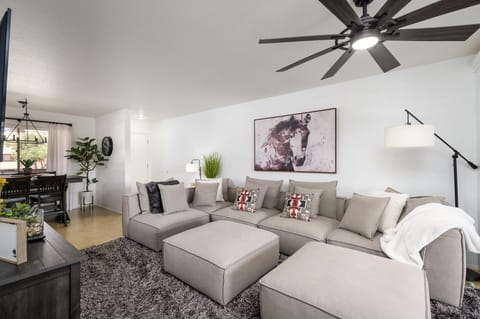 Livingroom has a oversized couch