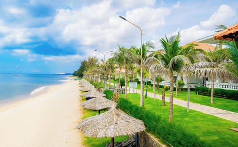 On the beach, white sand