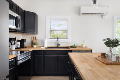 A dream kitchen stocked with all the necessities.
