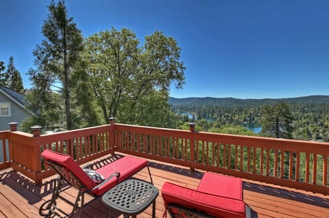 Enjoy a glass of wine with this fantastic view of the lake