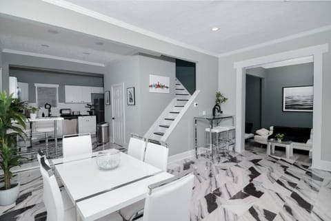 Dining, living and kitchen