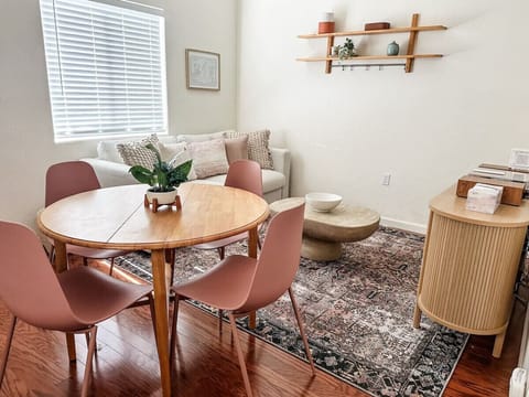 Dining table for four and living room with sofa bed (sleeps 2)