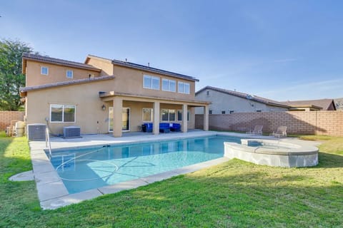 Backyard with pool and jacuzzi