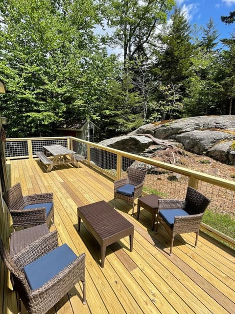 Remodeled back deck.  Private and secluded.  Green Mountain National Forest is your backyard