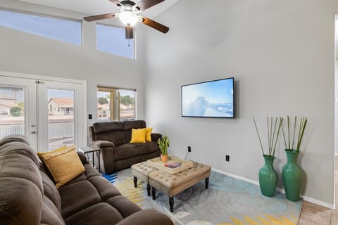 Beautiful lake views and high ceilings