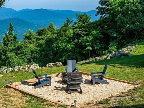 Firepit with stunning view of blue ridge mountains