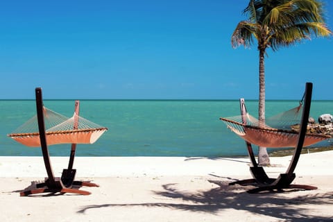 On the beach, beach cabanas, sun loungers