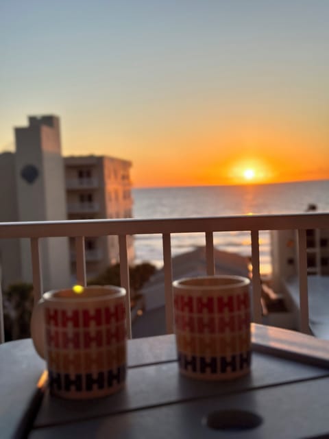 Sunrise on the balcony with coffee