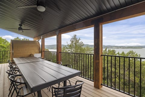 Waterfront Green - Main Level: Outdoor dining table on deck