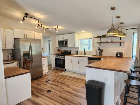 Kitchen with stainless steel appliances