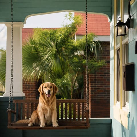 Sit out here and watch the world go by with your fur baby.