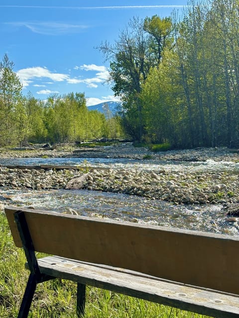 Enjoy the views of the ski hill while looking out over rock creek!