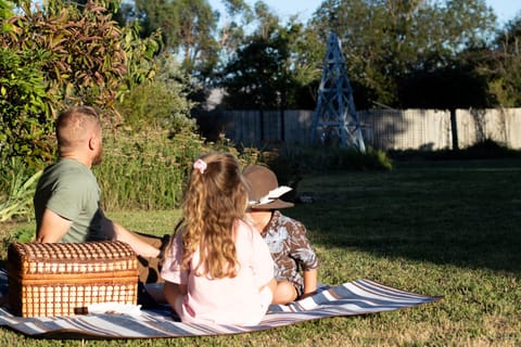 Use the provided picnic gear in the large yard or one of several nearby parks