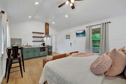 The studio layout provides both comfort and convenience.