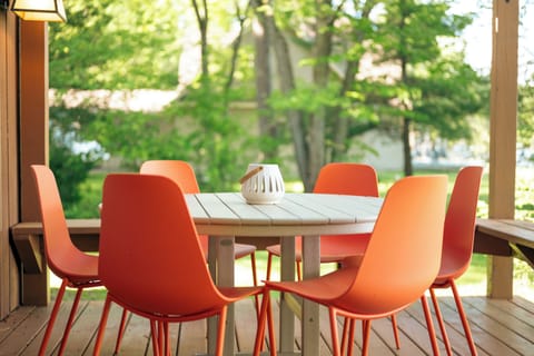 outdoor seating area on the deck