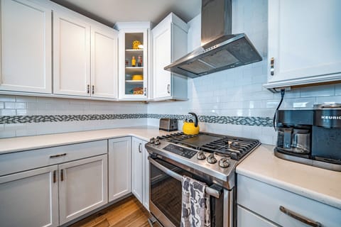 Spotless kitchen with modern amenities
