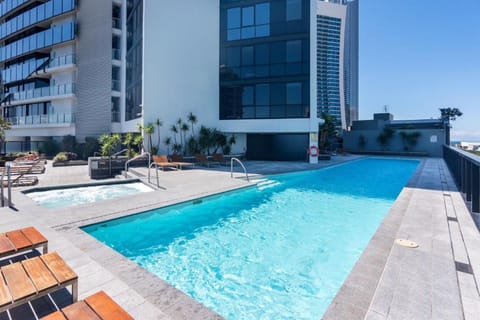 The 2nd pool also features an adjacent hot tub
