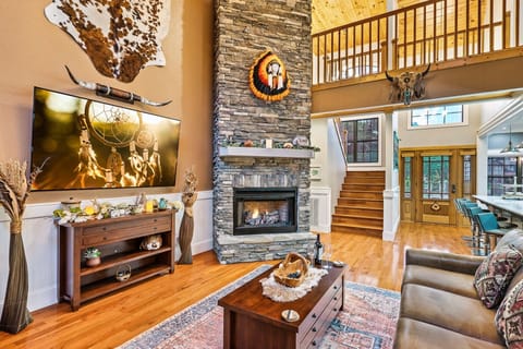 The family room is adorned with original native american art.