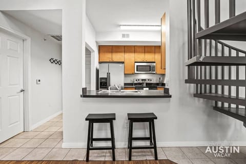 Bar seating at the kitchen counter