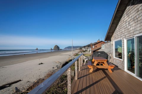 Isabel House Upper Deck View of Ocean and Haystack Rock - Upper deck view of Haystack Rock and the ocean and beach.