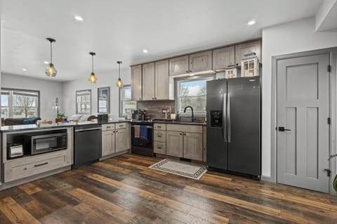 Kitchen with stainless steel appliances