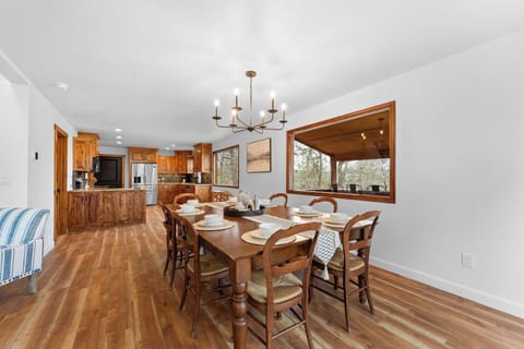 Dining table with seating for eight.