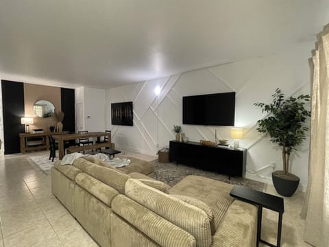 Entrance, living and dining room.