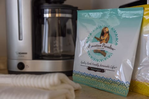 Fresh coffee setup w/ island roasts to kickstart your day.