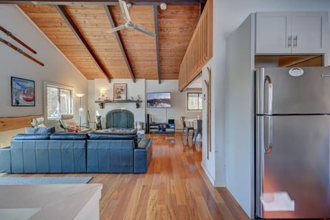 Spacious living space.  Big couch, nice fireplace and stream all your favorite shows