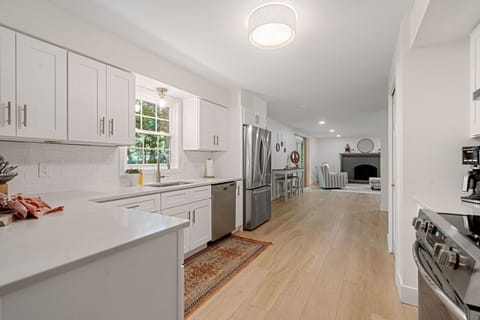 Full kitchen and attached living space. 