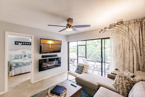 Beautifully Remodeled condo. The fireplace is a heater as well for the rare cold days in winter.