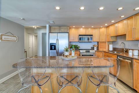 Grab a seat at the large island to enjoy a meal and chat with the cook!