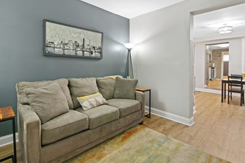 Living room - pull out couch with queensize tempurpedic bed.