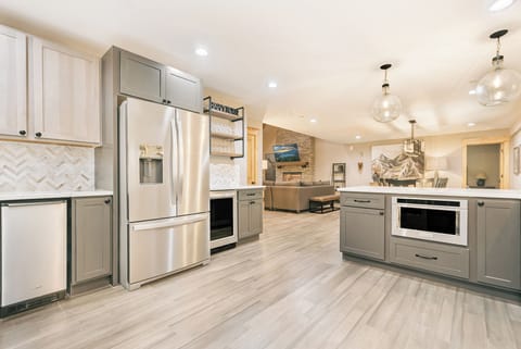 The wine fridge gives you additional space for beverages.