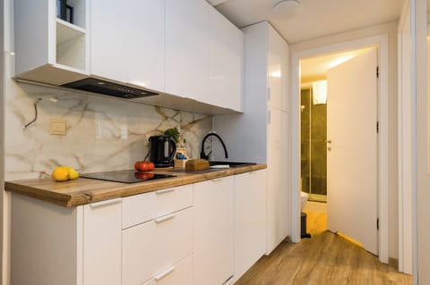 City Apartment | Private kitchen | Full-size fridge, microwave, stovetop, dishwasher