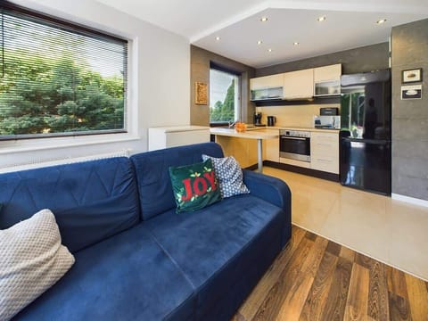 Living room with a comfortable sofa and TV. 