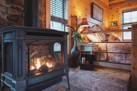 Cozy bedside firestove for those chilly nights.
