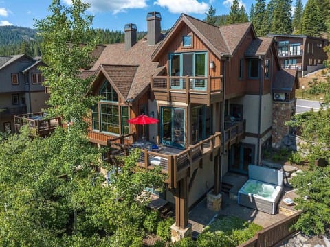Exterior View: Experience mountain living with stunning views and a private hot tub for relaxation!