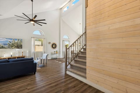 House, Multiple Beds, Pool Access, Pool View (Red Mountain Retreat) | Living area | 50-inch flat-screen TV with digital channels, fireplace