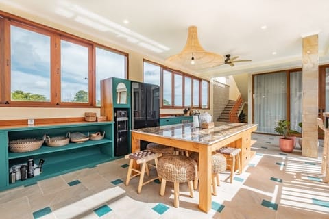 Mini-fridge, dishwasher, cookware/dishes/utensils