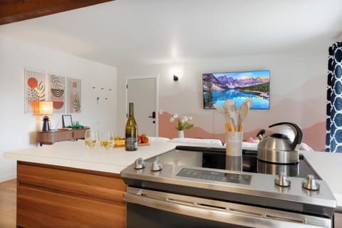 Open kitchen and living area.