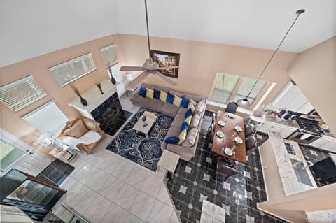 Two-story house with very high ceilings