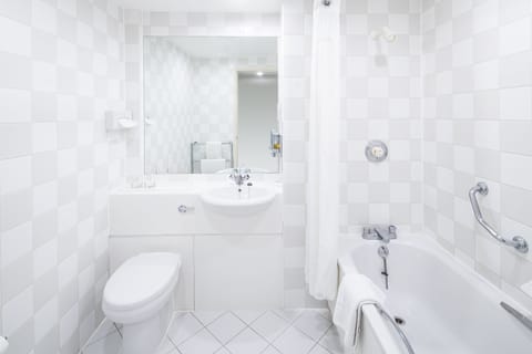 Shower, eco-friendly toiletries, hair dryer, towels