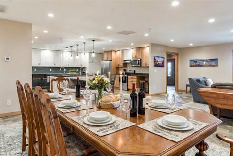 Dining table in the expansive dining room